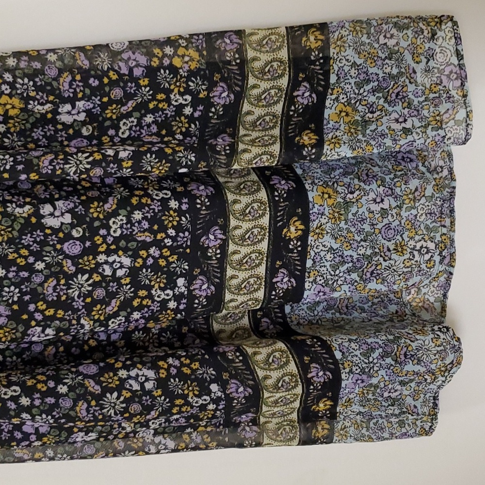 NWT Aqua Puffsleeve Boho Floral & Paisley Peasant Mid Length Multi Color Sz L - Picture 14 of 17